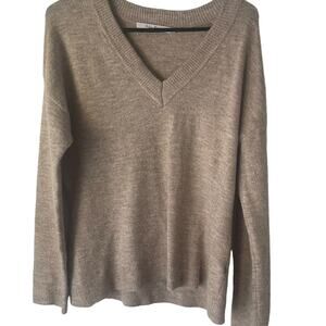 Harper Lane Women Size Large Tan Brown Soft V Neck Long Sleeve Sweater